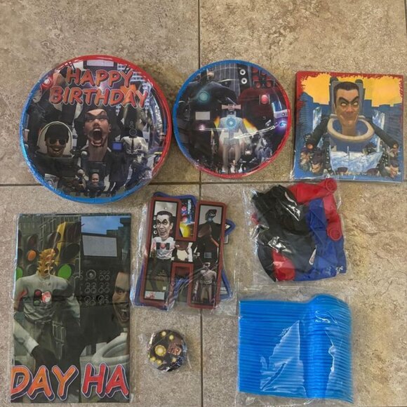 Skibidi Toilet Happy Birthday Party Supplies - Picture 3 of 3